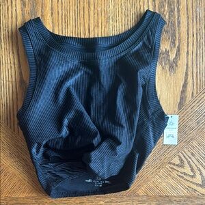 Aerie Black Ribbed Crop Top